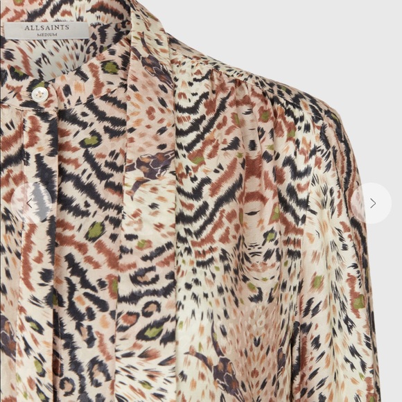 [All Saints] Animal print button down blouse - Picture 6 of 7